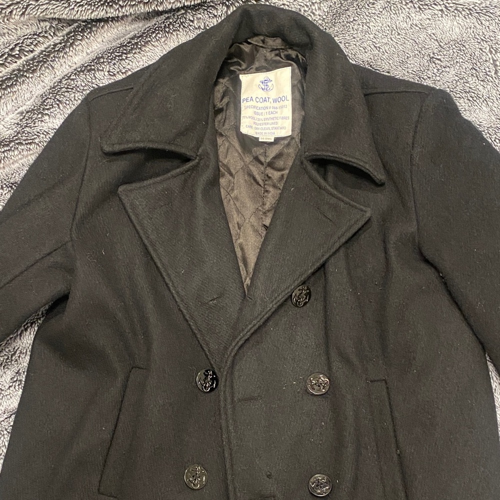 Vintage Black Wool Peacoat
